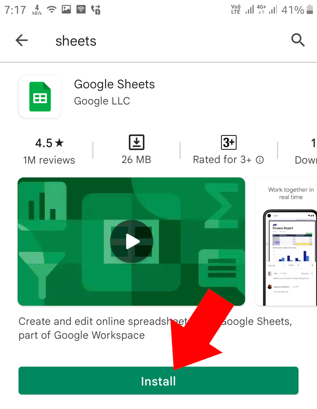 نصب برنامه اکسل در گوشی اندروید